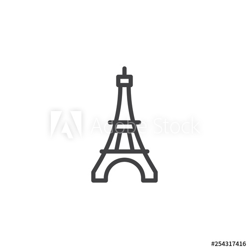 500x500 Eiffel Tower Line Icon Linear Style Sign For Mobile Concept