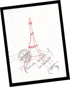 243x300 Paris Red Eiffel Tower Contemporary Art Drawing Original