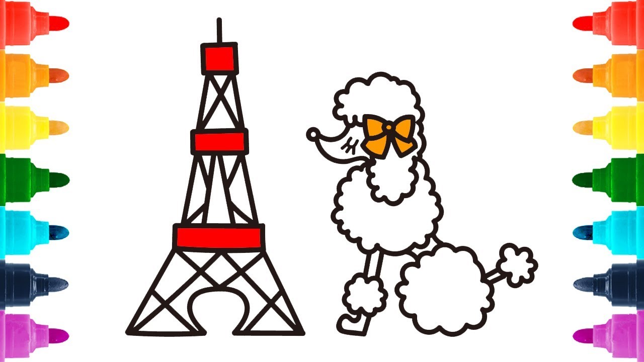 1280x720 The Eiffel Tower And Poodle How To Draw And Coloring