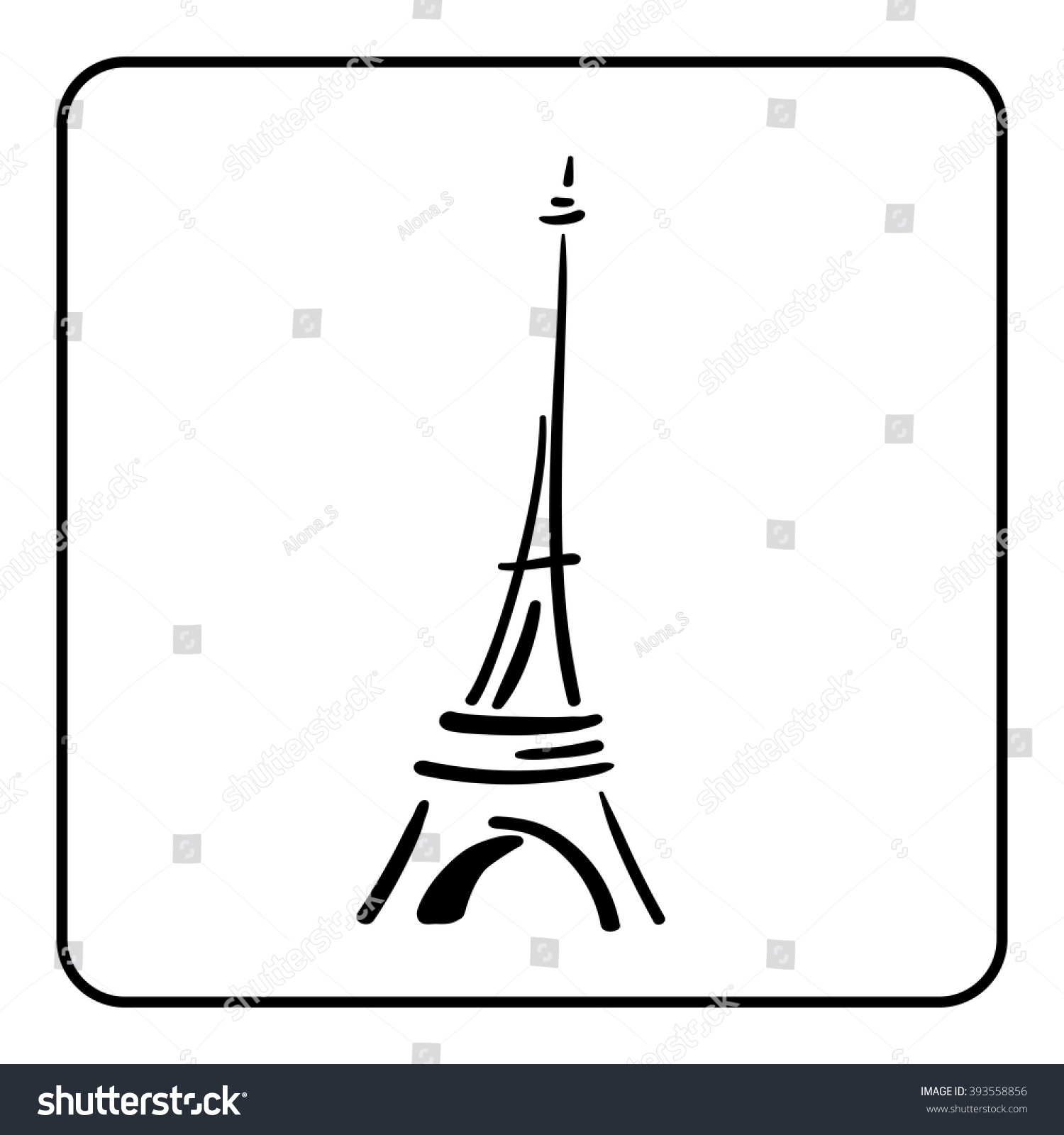 1500x1600 Eiffel Tower Simple Line Drawing Black And White Step