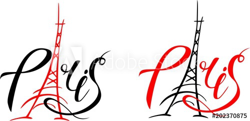 500x242 Paris Hand Drawn Vector Lettering And Eiffel Tower Modern
