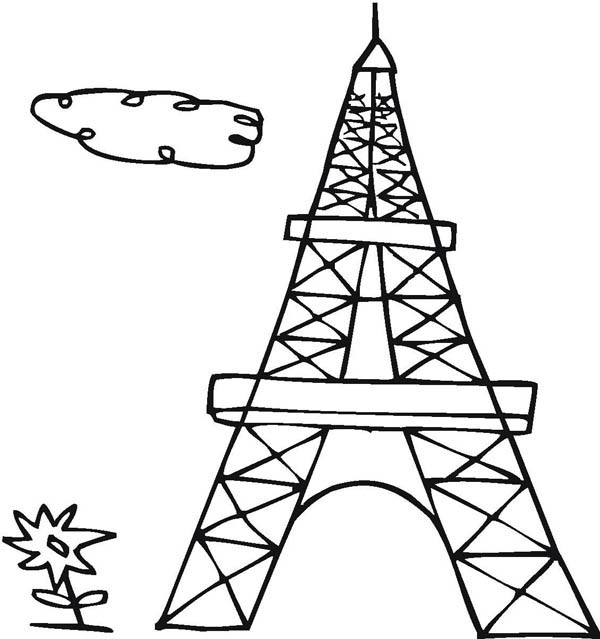 600x639 Drawing French Eiffel Tower Coloring