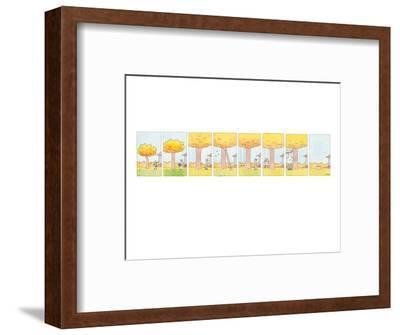 400x335 eight panel drawing of a tree growing as a boy grows into a man