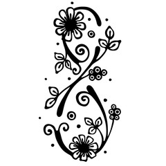 240x240 Vector Hand Drawn Illustration, Decorative Stylized Number Eight