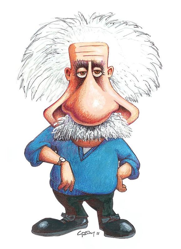 581x800 Albert Einstein, Caricature Art Print