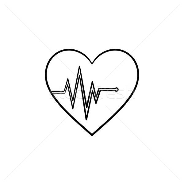 600x600 Heart Beat Rate Hand Drawn Outline Doodle Icon Vector