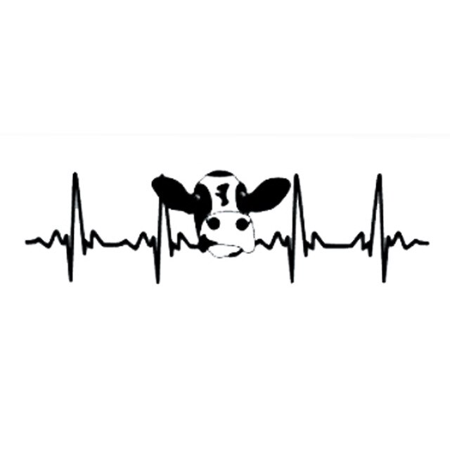 640x640 Cow Ekg Heartbeat Fashion Vinyl Car Styling Decal Car