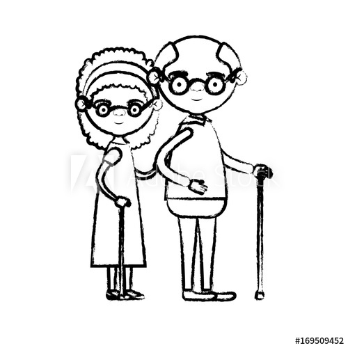 500x500 Blurred Silhouette Of Full Body Couple Elderly Of Grandmother
