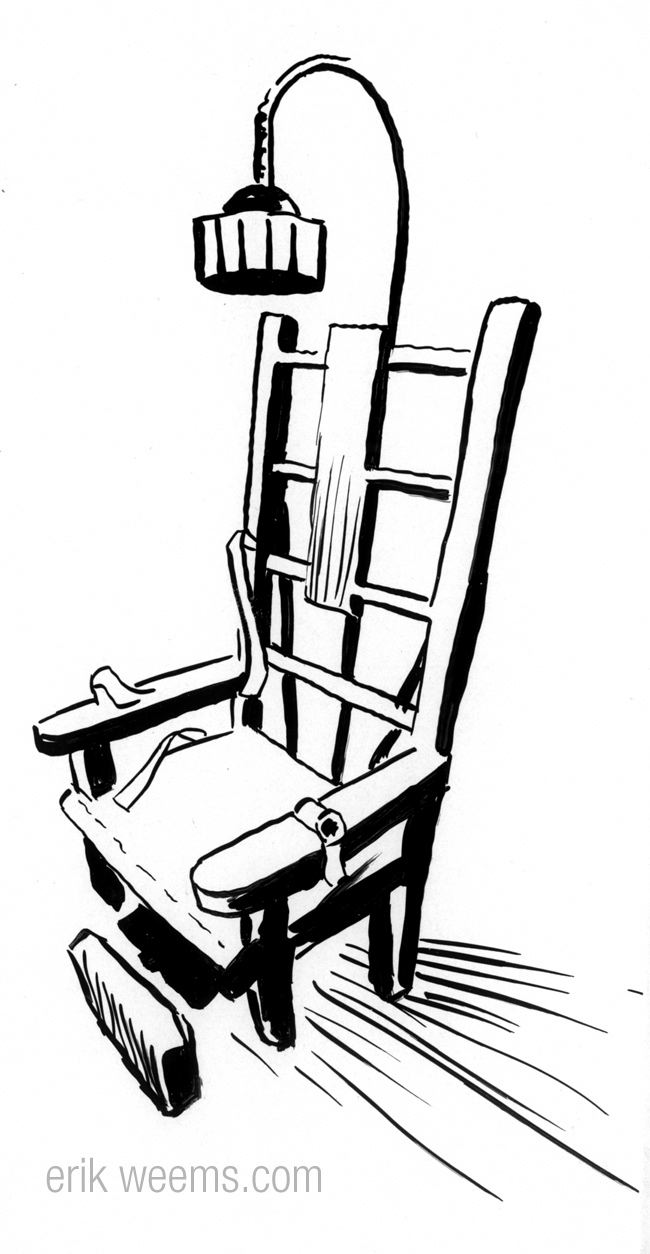 650x1254 electric chair ink drawing electric chair illo bw