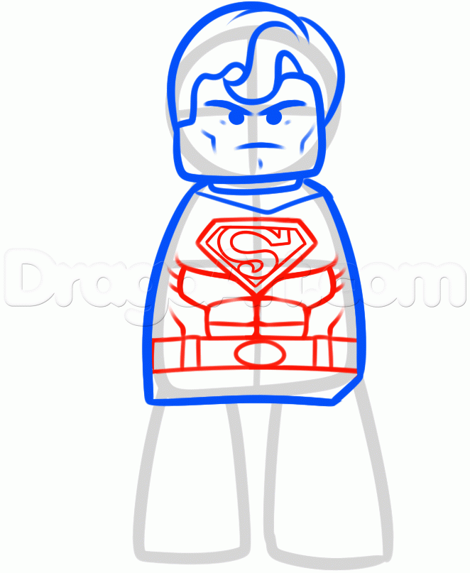 662x807 How To Draw Superman From The Lego Movie, Step