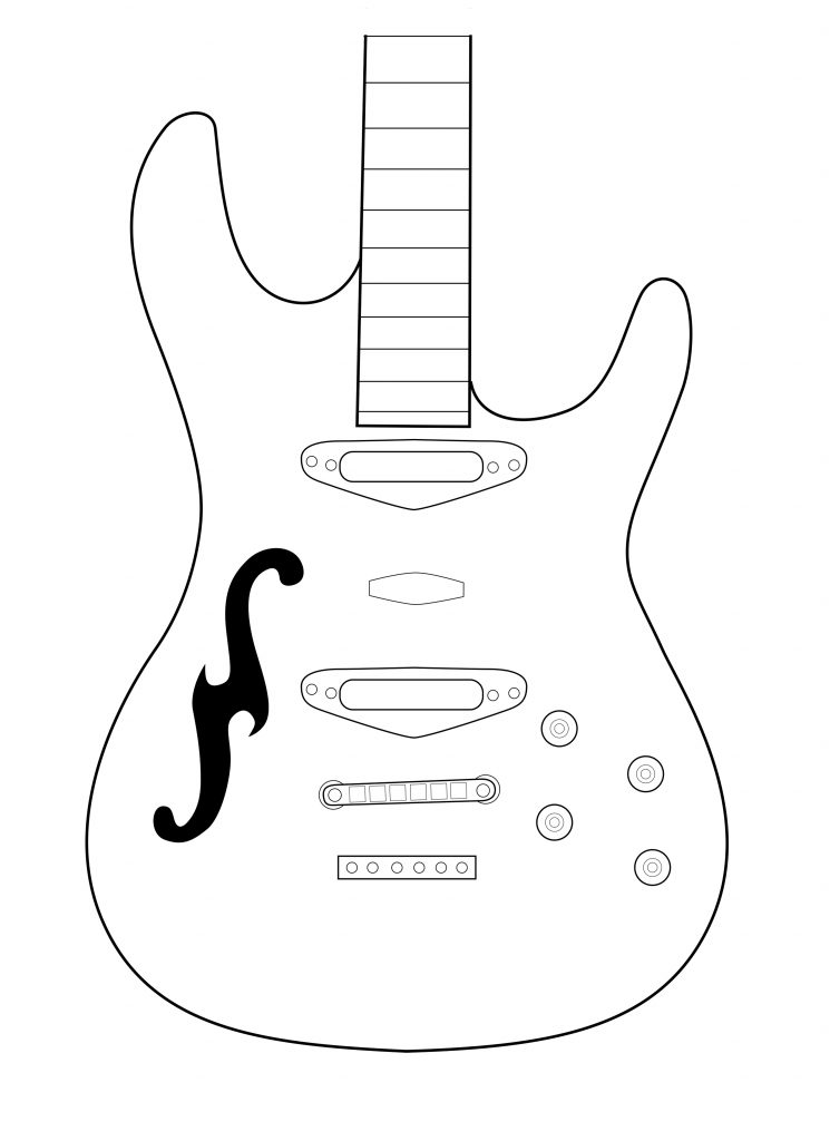 745x1024 Guitar Drawing Shape For Free Download