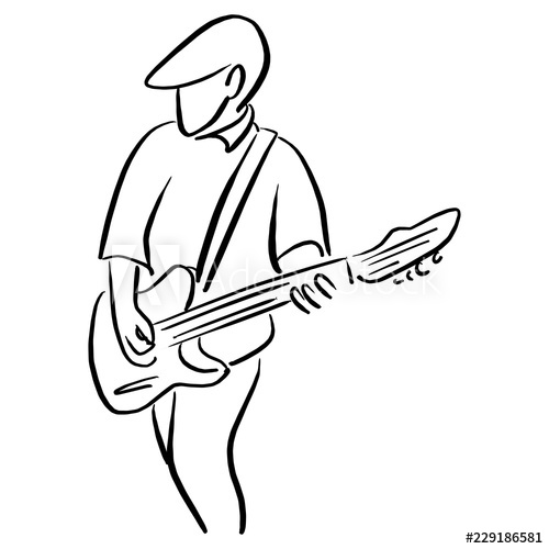500x500 Man With An Electric Guitar Vector Illustration Sketch Doodle Hand