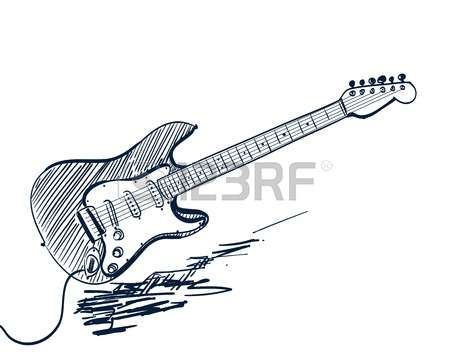 450x363 Guitare Dessin La Main Guitare Sur Fond