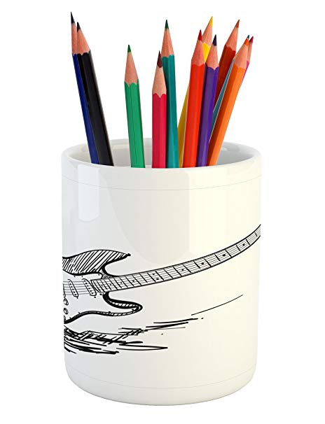 464x606 Ambesonne Guitar Pencil Pen Holder, Hand Drawn Style
