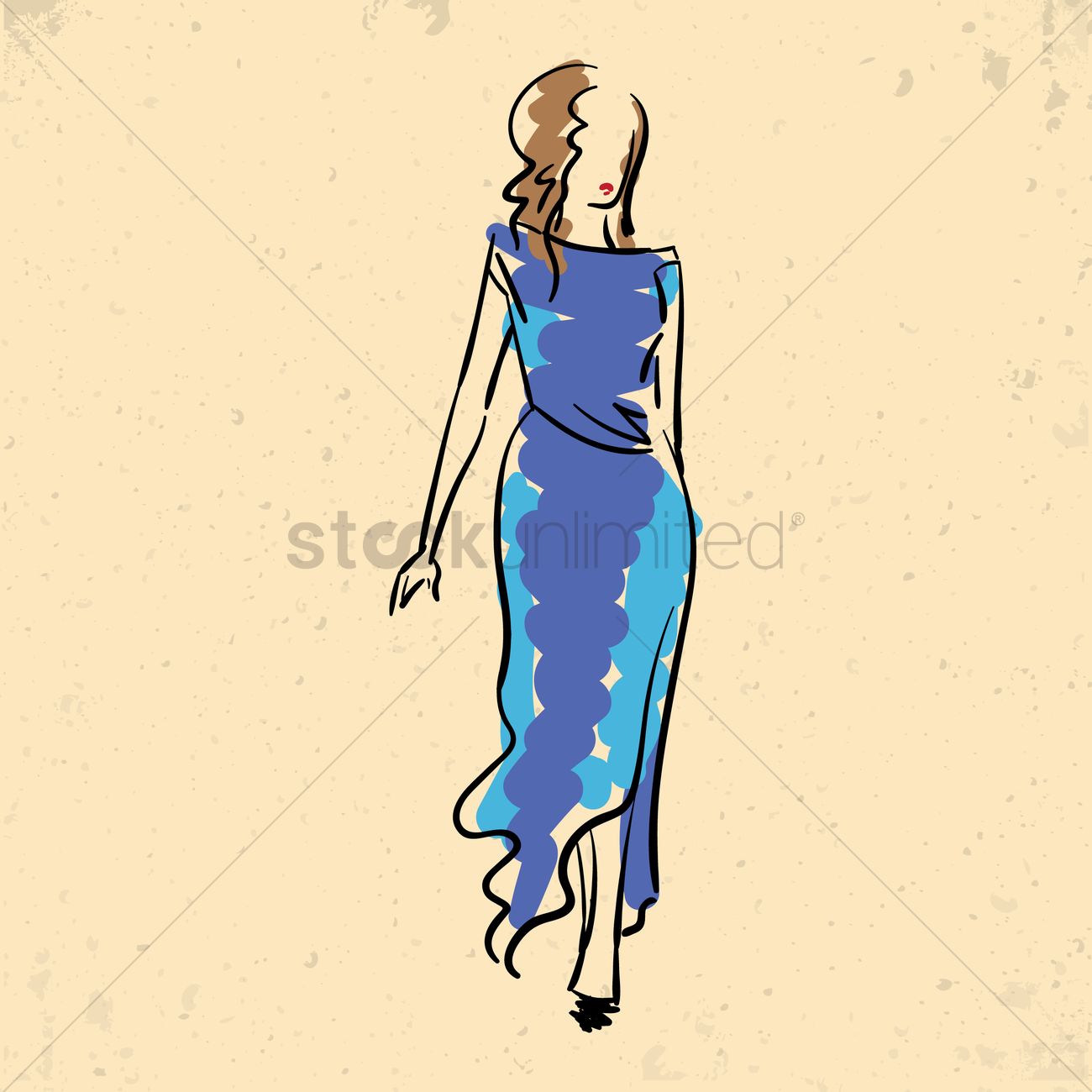 1300x1300 Fashion Model In Elegant Dress Vector Image
