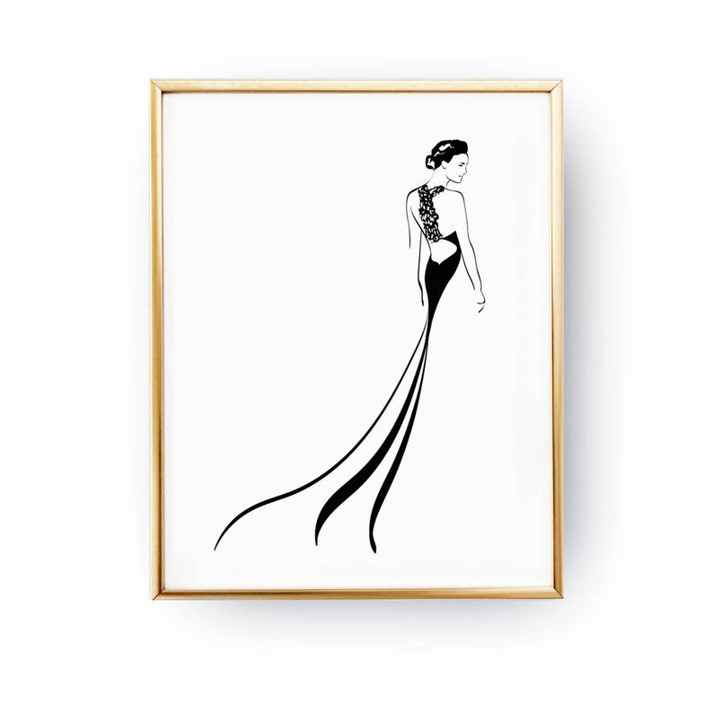 794x794 Gown Silhouette Print Wardrobe Art Bedroom Decor Fashion Etsy