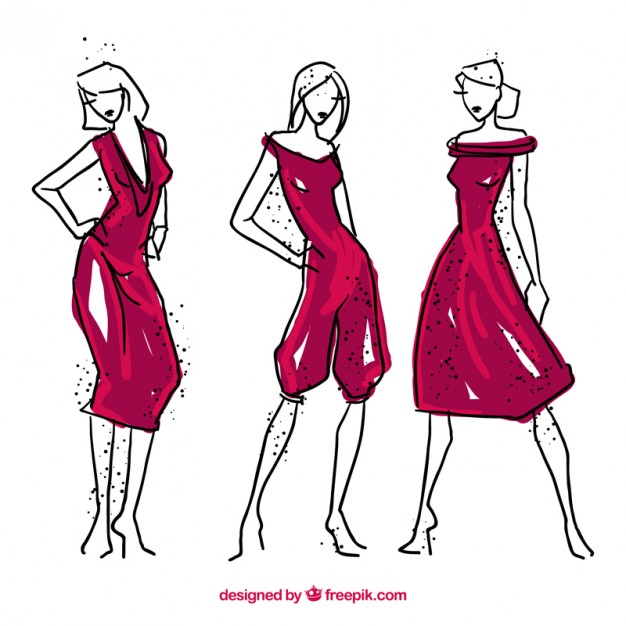 626x626 Models Illustrations With Elegant Dress Vector Free Download