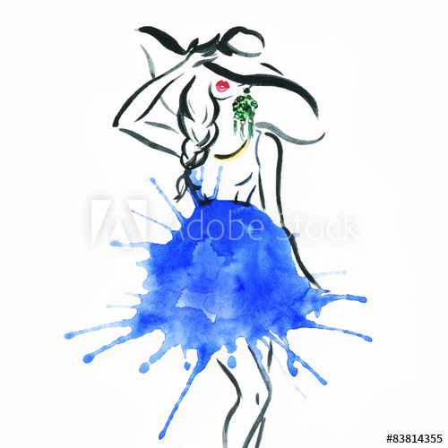 500x500 Woman With Elegant Dress Abstract Watercolor