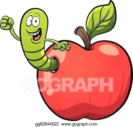450x429 Simple Apple Drawing Vector Art Cartoon Worm Coming Out