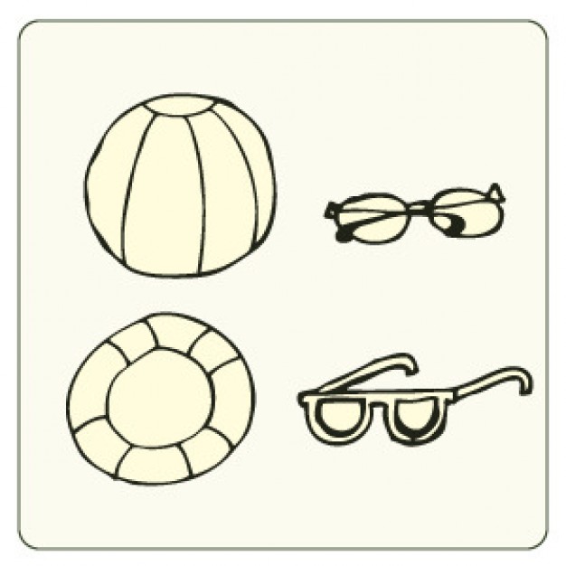 626x626 Summer Elements Freehand Drawing Vector Free Download