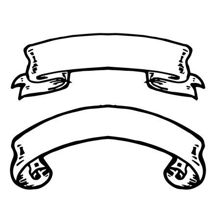 440x450 Vintage Ribbon Banners, Hand Drawn Set Collection Of Hand