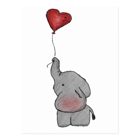 540x540 Elephant Holding Balloon Postcard Zazzle Ca
