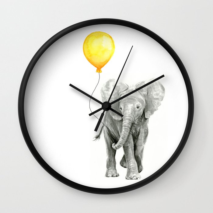700x700 Elephant Watercolor Yellow Balloon Whimsical Baby Animals Wall