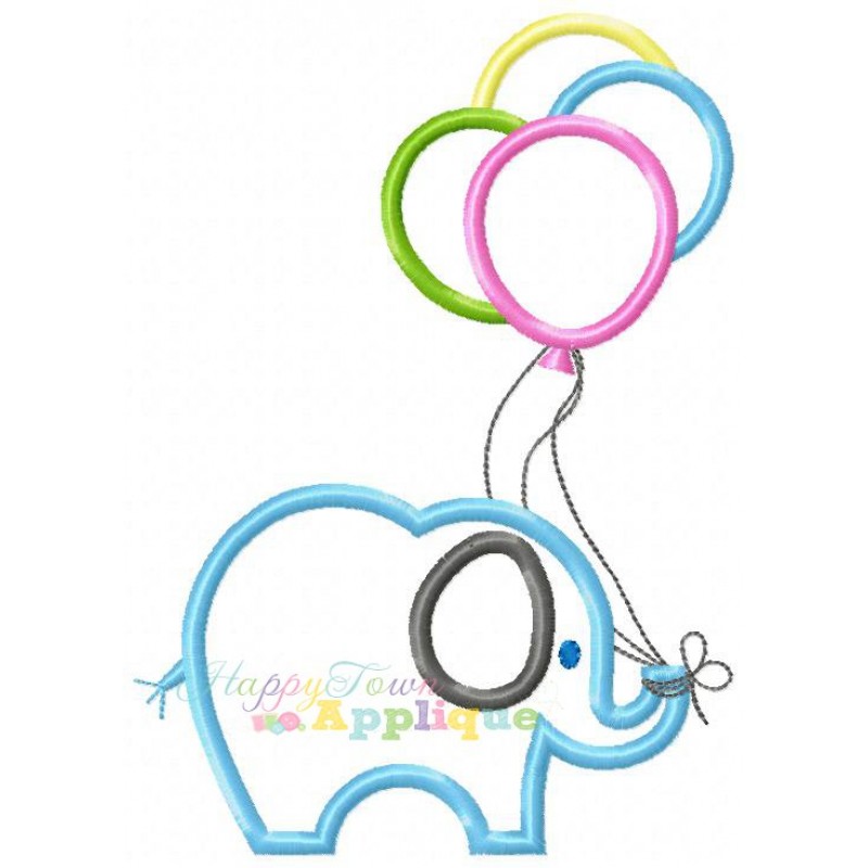 800x800 Elephant With Balloons Design