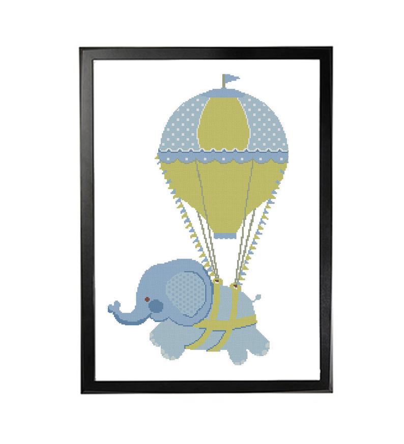 794x873 Baby Blue Elephant On A Balloon Cross Stitch Pattern Large Etsy