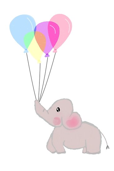 367x550 Baby Elephant With Balloons Posters