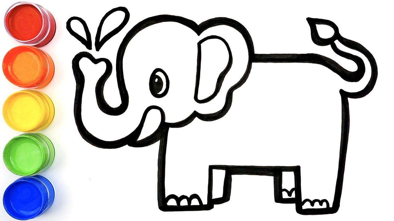 1280x720 Glitter Elephant Coloring And Drawing Learn Colors For Kids