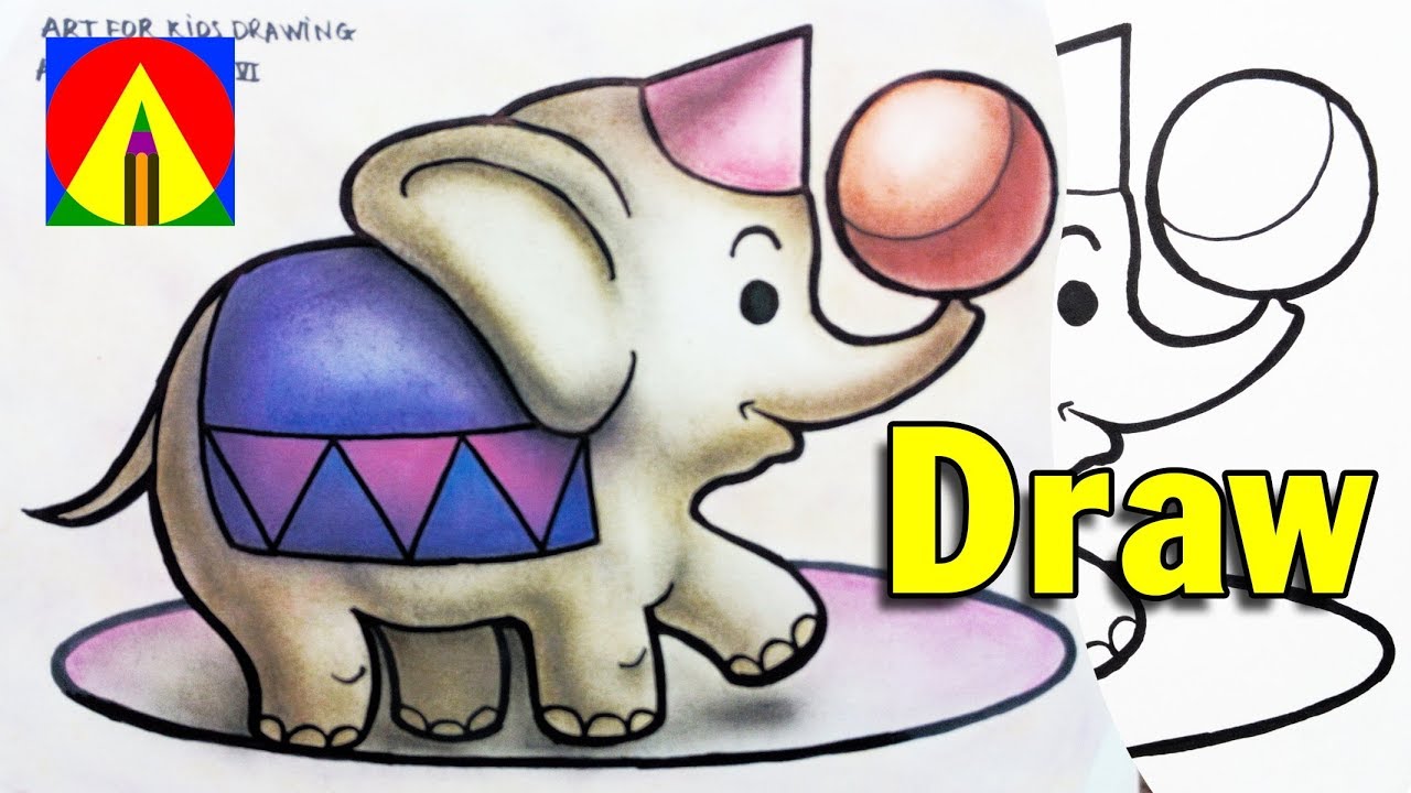 1280x720 How To Draw An Cartoon Elephant Doing The Circus Easy