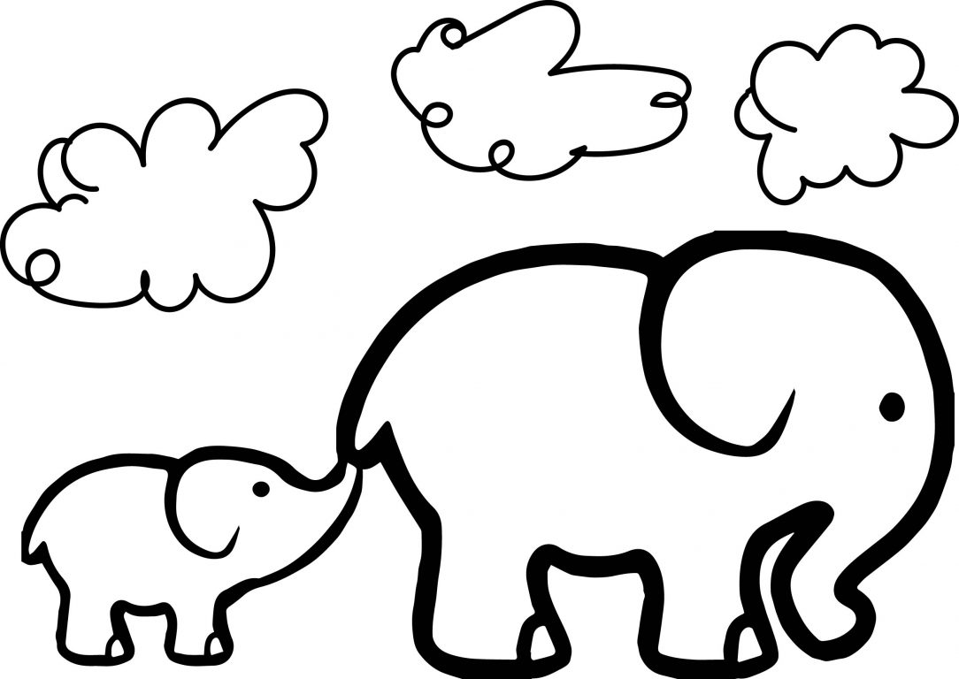1084x768 Elephant Drawing For Kids Head Side View Cartoon Black And White