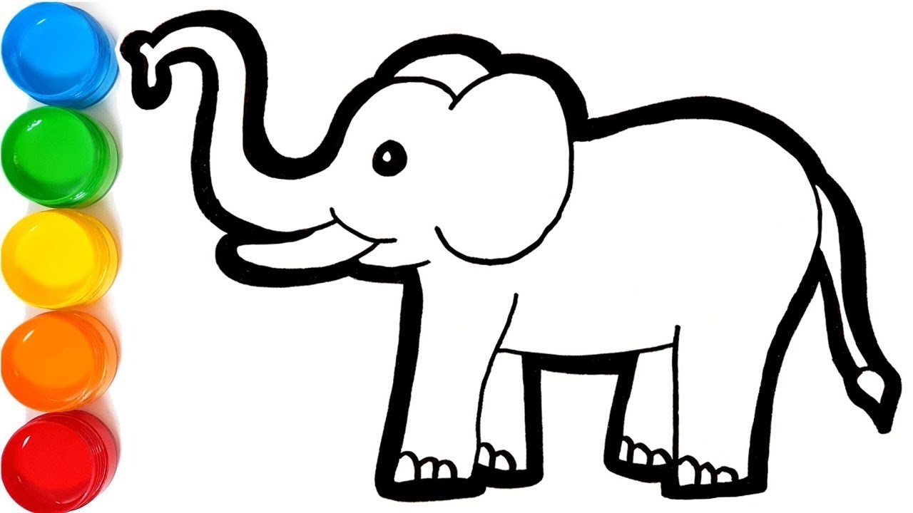1280x720 Glitter Elephant Coloring And Drawing For Kids, Learn Colors