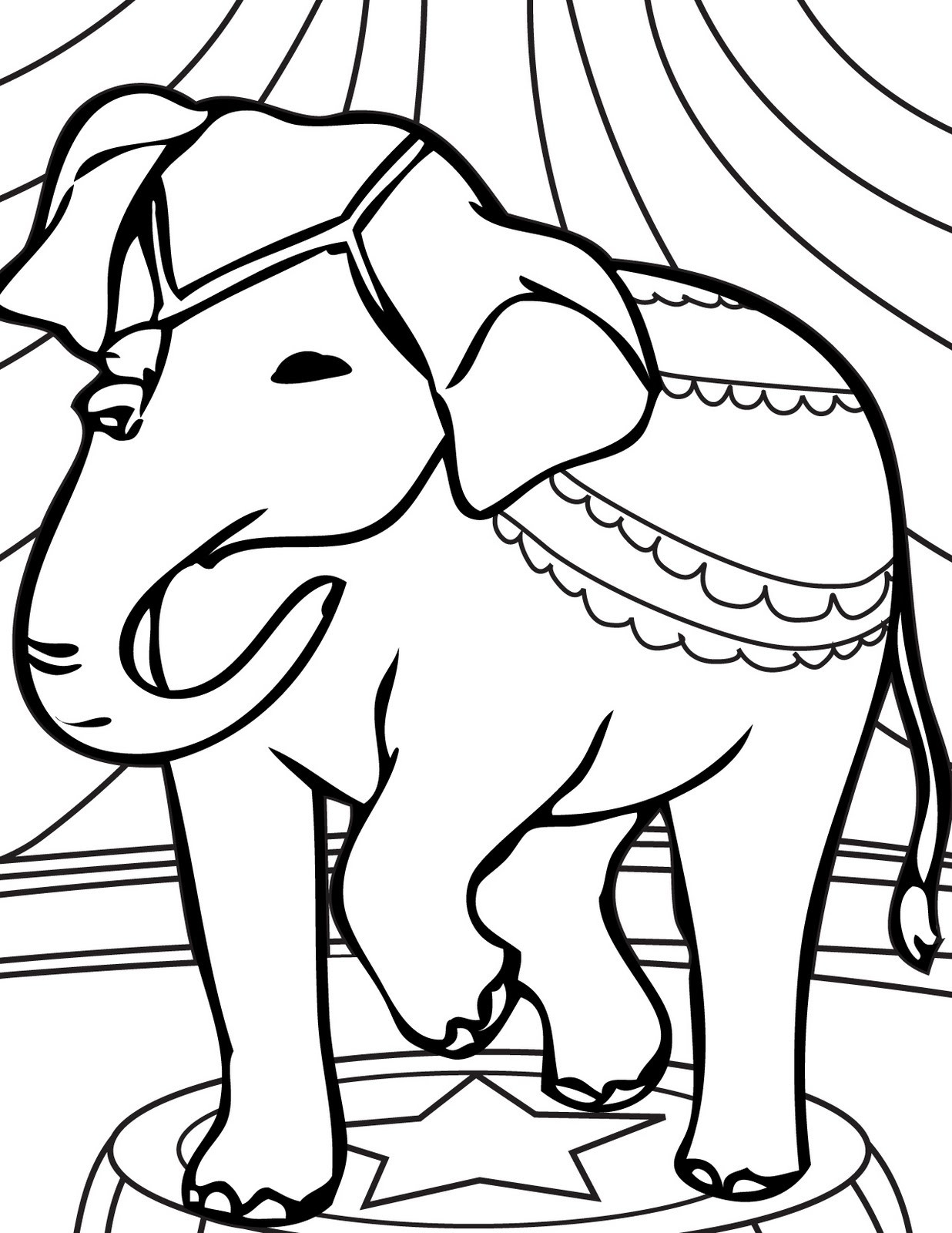 1236x1600 Beautiful Elephant Circus Coloring