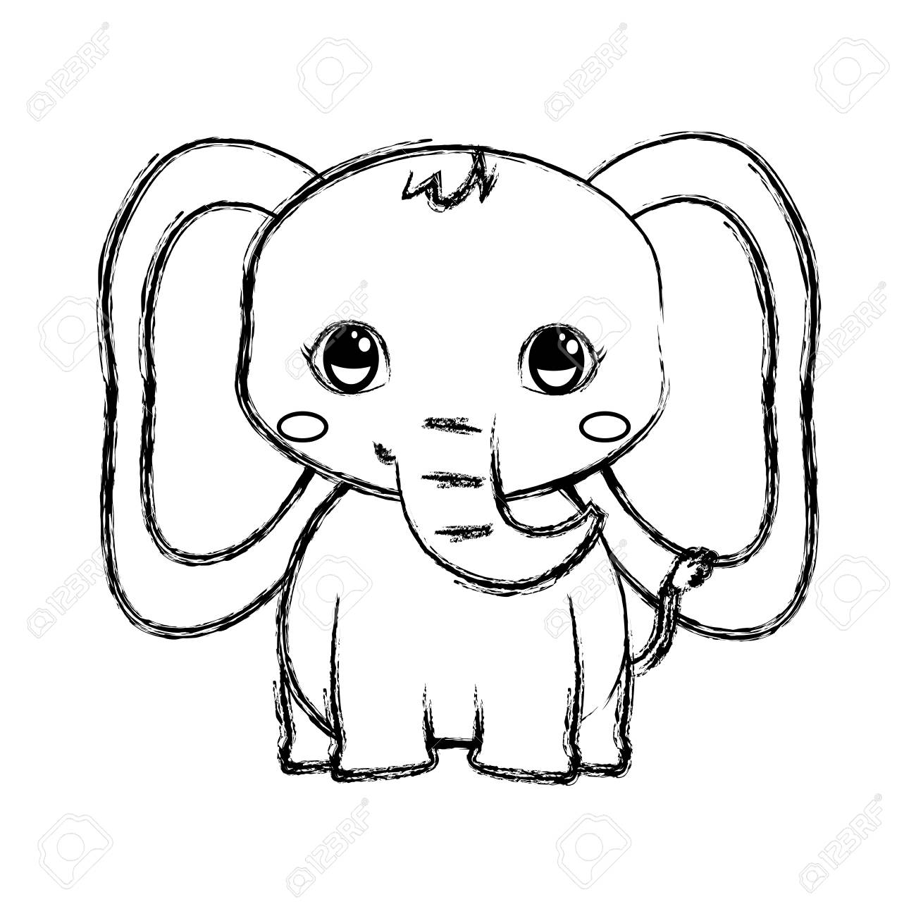 1300x1300 Cute Elephant Line Drawing Pictures Simple Sketches With Balloon