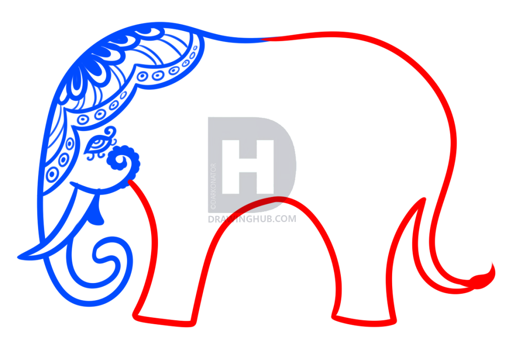 1041x720 Hindu Elephant Drawing Lesson, Step