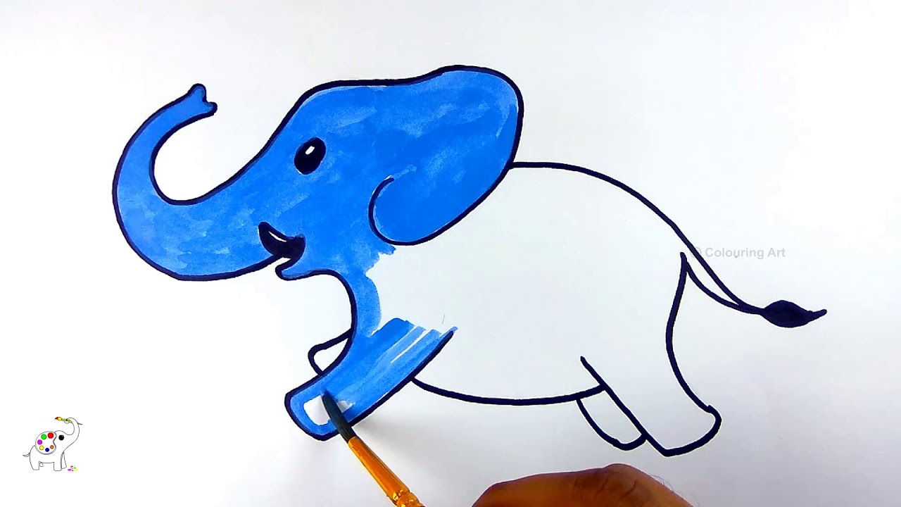 1280x720 Coloring Book Elephant Drawing Step