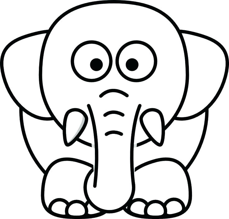 736x702 Elephant Outline Drawing Sketch Happy Elephant Illustration