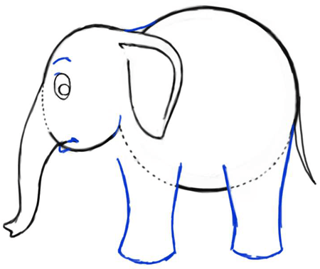 450x379 How To Draw Cartoon Elephants With Easy Steps Drawing Lesson
