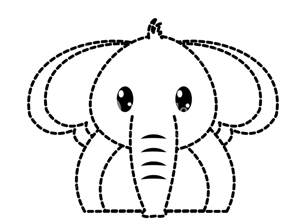 1000x723 Dotted Shape Adorable Elephant Cute Animal Character Vector