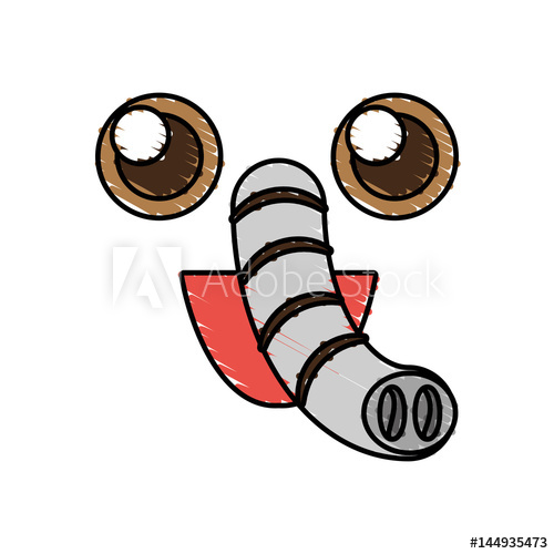 500x500 Drawing Elephant Kawaii Face Animal Vector Illustration