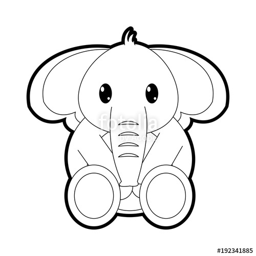 500x500 Outline Elephant Cute Wild Animal Character Stock Image