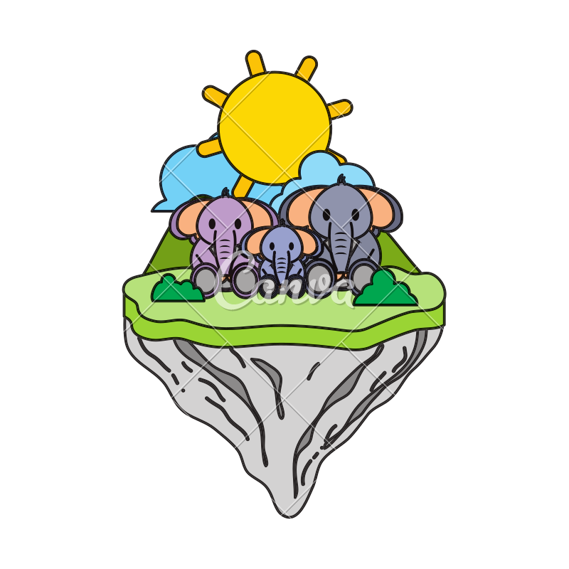 800x800 Color Family Elephant Animal In Float Island