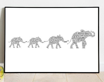 340x270 Elephant Family Card Etsy