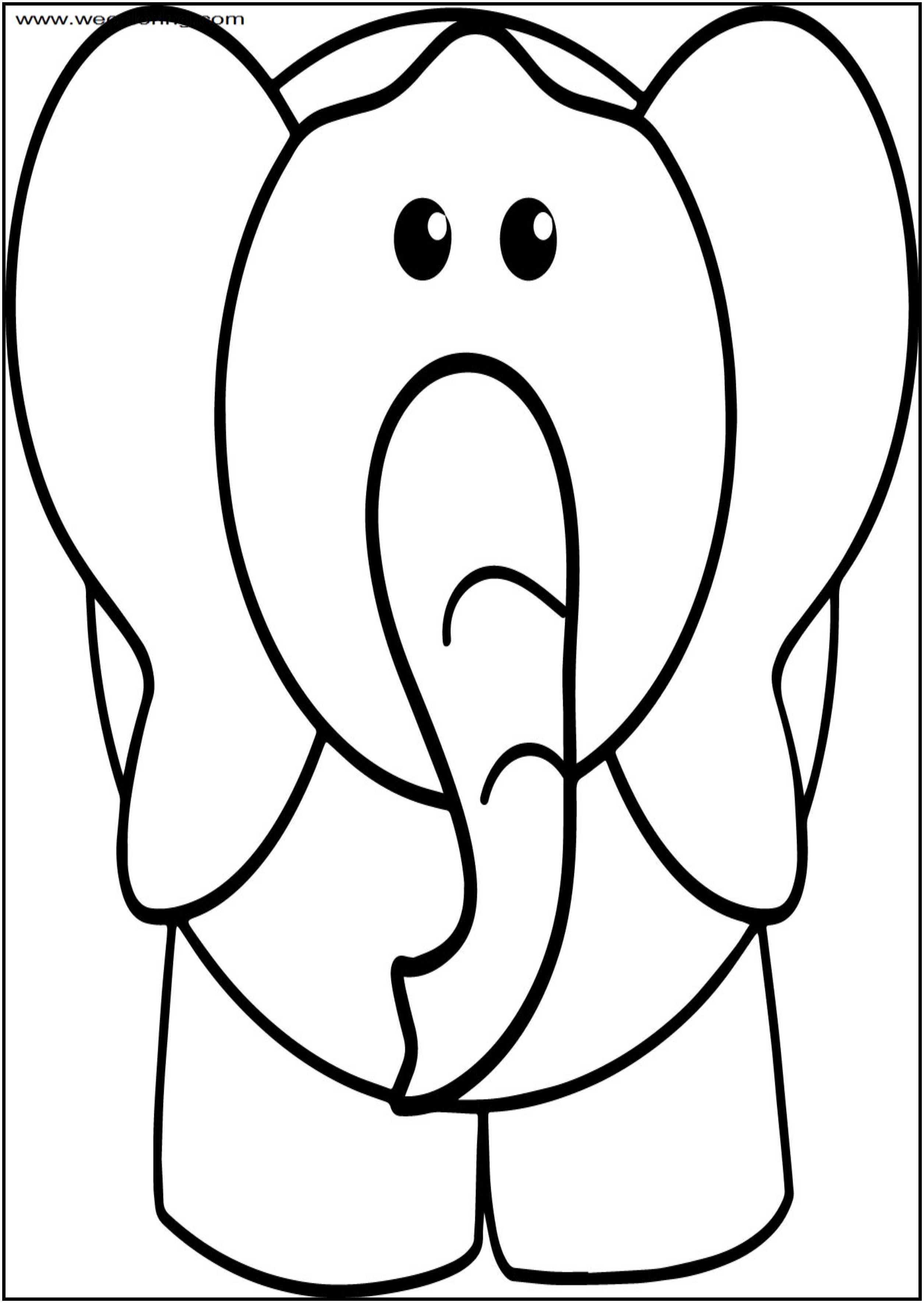 2510x3538 Elephant Front View Coloring