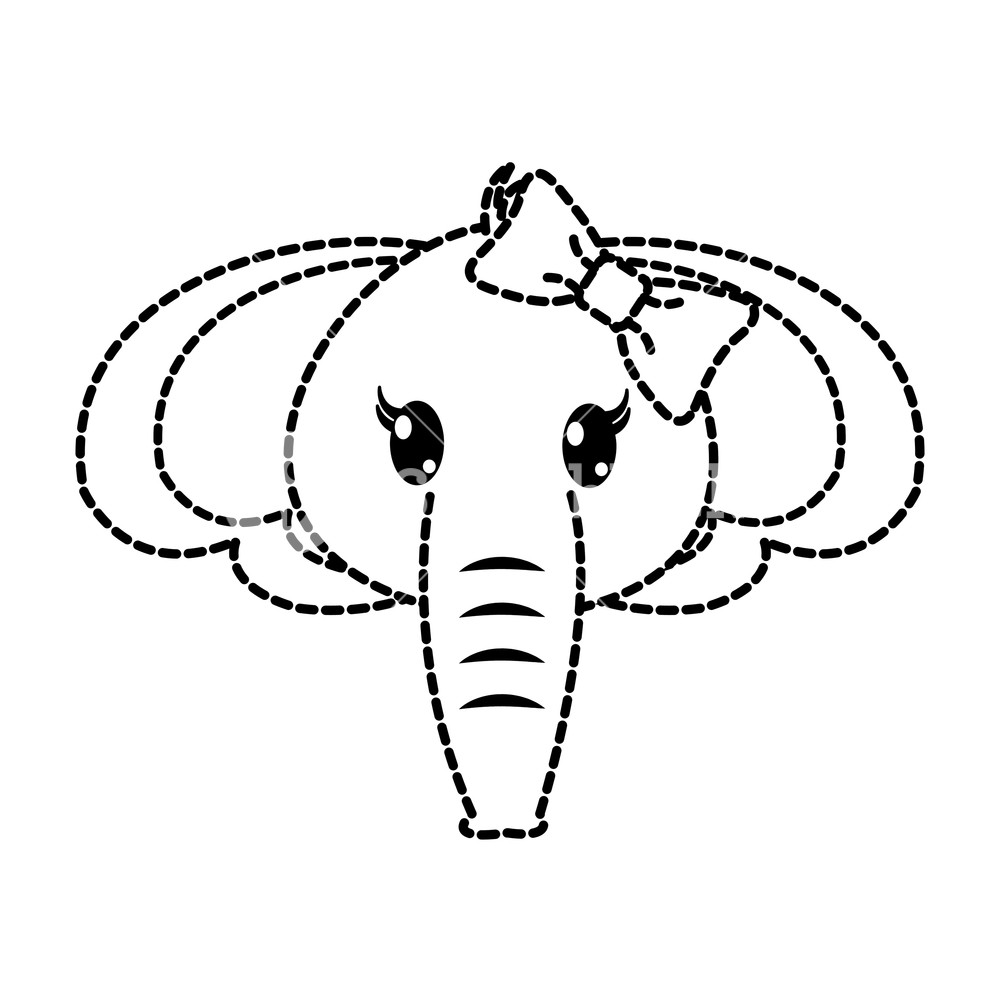 1000x1000 Dotted Shape Female Elephant Head Cute Animal Vector Illustration