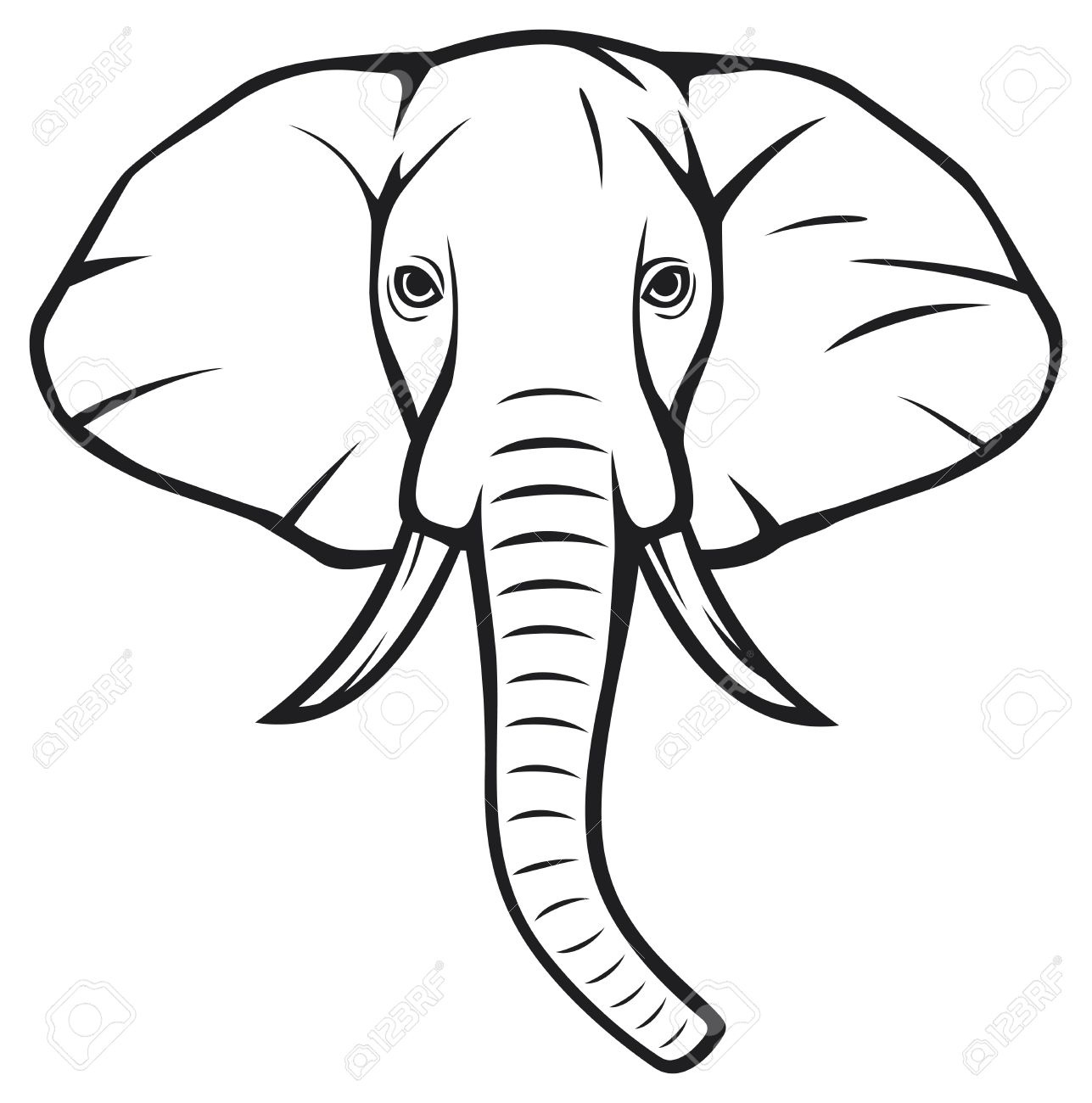 1287x1300 Elephant Head Clipart Black And White