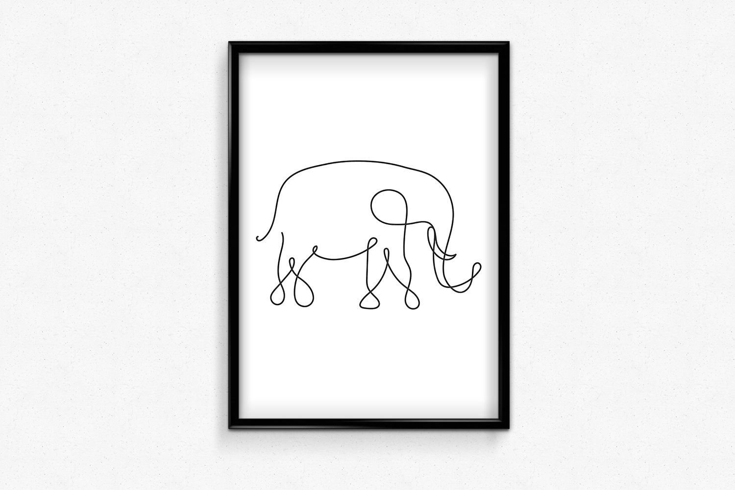 1500x1000 Elephant Line Drawing Continuous Line Art Black And White Etsy