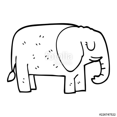 500x500 Line Drawing Cartoon Elephant Standing Still Stock Image